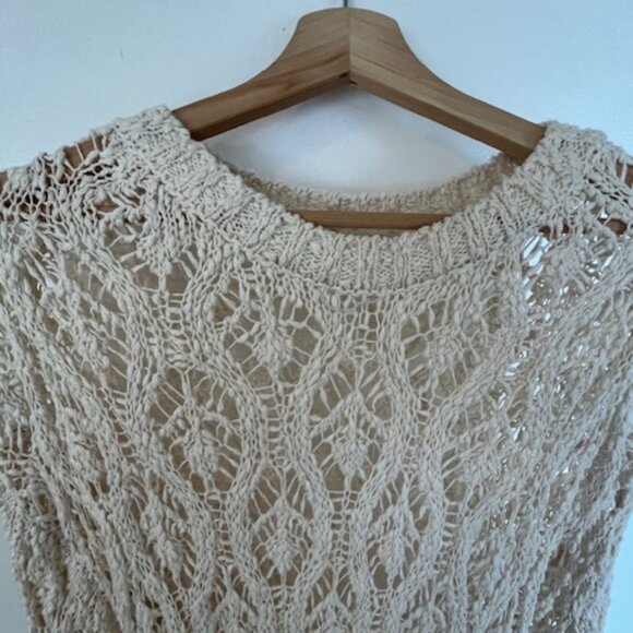 Zara Pointelle Boat neck Sweater,100% Cotton, long sleeve - Picture 1 of 3